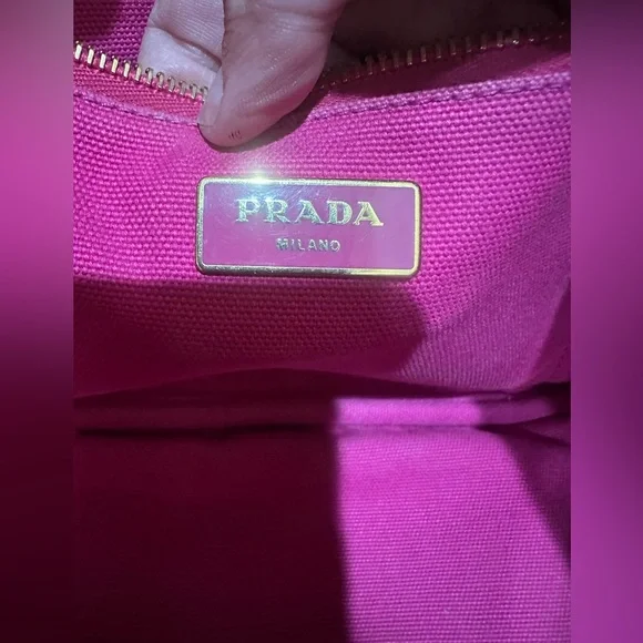 Prada Pink Canapa Canvas Tote Bag